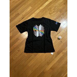 BTS Proof Logo Graphic Tee W/ Keychain Toy Black Rainbow Reflective Unisex
